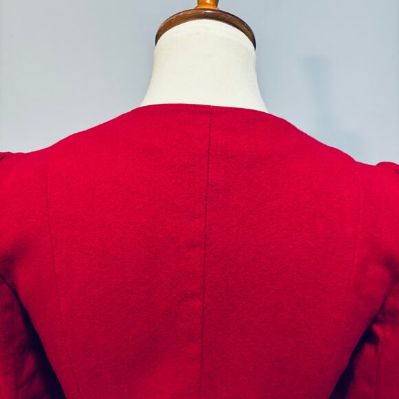 Vintage Christmas Red 60s Pure Wool Cropped Blazer Jacker, Size Small - Picture 5 of 9